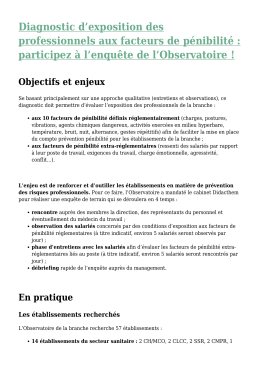 Diagnostic d`exposition des professionnels aux facteurs de