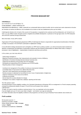 Offre PROCESS MANAGER M/F