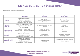 Menus du 6 au 10 février 2017