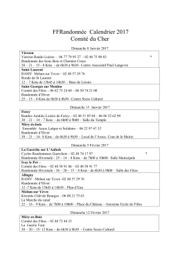 Calendrier FFRandonn&eacute;e 2017