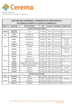 Liste des avis techniques au mois de Décembre1996