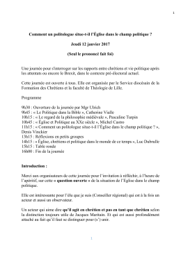 Comment un politologue situe-t-il l`&Eacute;glise dans le
