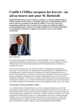 Conflit à l`Office européen des brevets : un œil au beurre