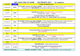 HOT CLUB JAZZ LE HAVRE LES PROJETS 2017 1er semestre