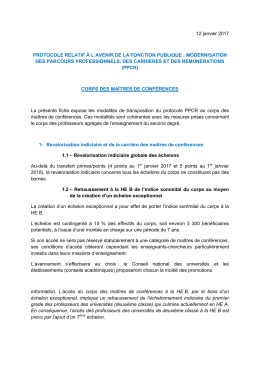 12 janvier 2017 PROTOCOLE RELATIF &Agrave; L`AVENIR DE LA