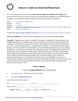 Déjeuner conférence Montréal/Montérégie
