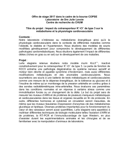 de type 3 sur le m&eacute;tabolisme et la physiologie cardiovasculaire