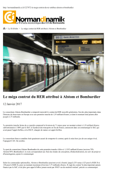 Le méga contrat du RER attribué à Alstom et