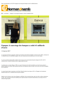 Espagne: le sauvetage des banques a coûté 61