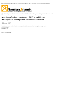 Avec des prévisions records pour 2017, la croisière au Havre joue