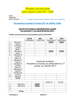 Inscriptions f&eacute;vrier 2017