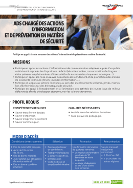 ads charg&eacute; des actions d`information et de pr&eacute;vention en mati&egrave;re de