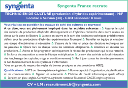 technicien de culture (production hybrides experimentaux) h/f