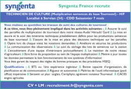 technicien de culture (multiplication semences de base