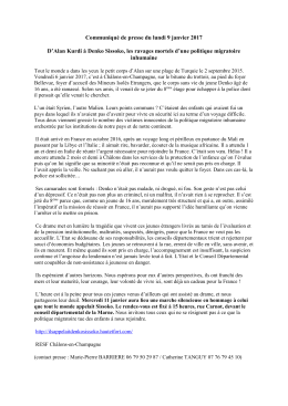 Communiqué de presse du lundi 9 janvier 2017 D`Alan Kurdi à