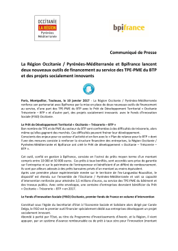 Communiqué de Presse La Région Occitanie / Pyrénées