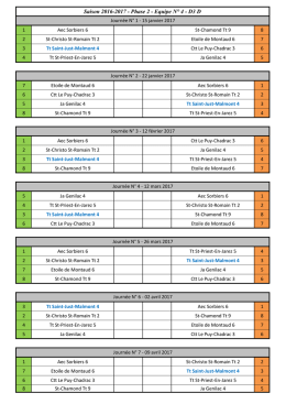 Saison 2016-2017 - Phase 2 - Tennis de table de Saint-Just