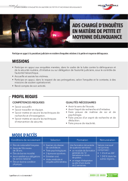 ads chargé d`enquêtes en matière de petite et moyenne délinquance