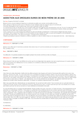 addiction aux drogues dures de mon fr&egrave;re de 20 ans