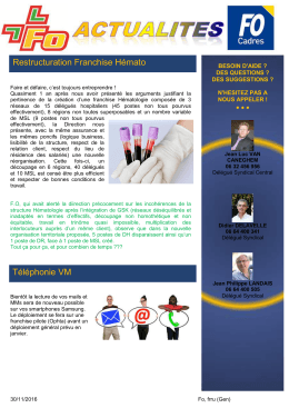 Newsletter 43 : Franchise Hémato – Téléphonie VM