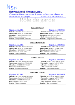 F&eacute;vrier 2016 - Neupr&eacute; Sant&eacute; Nandrin ASBL