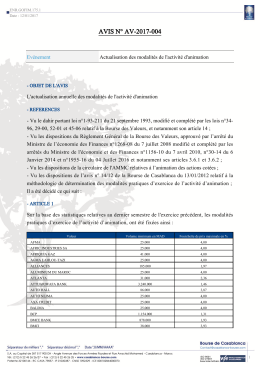 Actualisation des modalit&eacute;s de l`activit&eacute; d