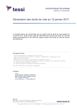 Déclaration des droits de vote au 12 janvier 2017