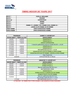 timing indoor de tours 2017