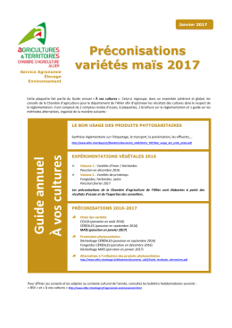 Préconisations de variétés de maïs 2017