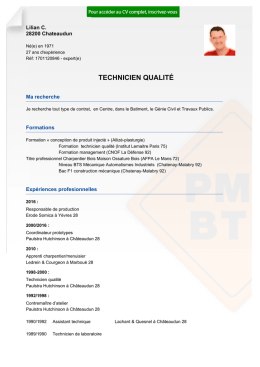 Recrutement CV TECHNICIEN QUALITÉ