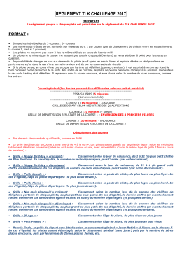 R&egrave;glement TLK Challenge 2017