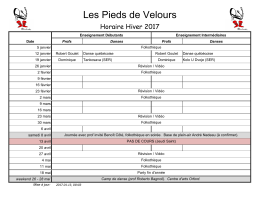 Horaire détaillé - Les Pieds de Velours