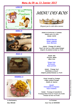 menu du 09 au 13 janvier 2017