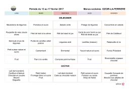 Période du 13 au 17 février 2017 Menus scolaires OZOIR