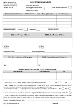 FICHE de renseignements - Centre Socio Culturel de Ser&eacute;mange