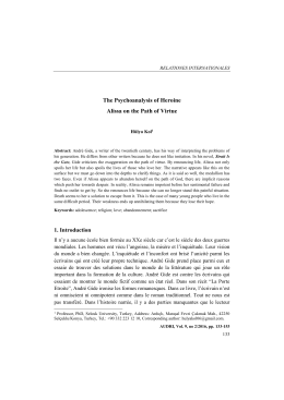 The Psychoanalysis of Heroine Alissa on the Path of Virtue 1