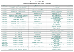 Dimanche 15 JANVIER 2017 L`horaire des gardes suivantes