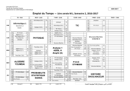 Emploi du Temps ― 1ère année M.I, Semestre 2, 2016-2017