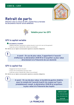 Vente-Retrait de parts