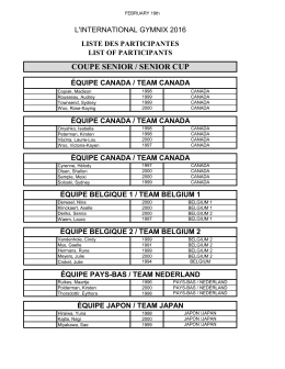 Coupe Senior - L`International Gymnix