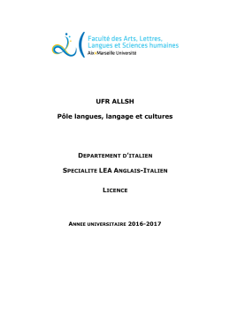 Plaquette Licence LEA Italien - Aix