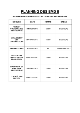 PLANNING DES EMD II