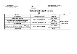 Calendrier Du Contrôle final - Faculté des Lettres et des Sciences