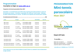 Programmation parascolaire Hiver 2017