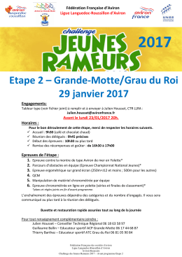 Etape 2 – Grande-Motte/Grau du Roi 29 janvier 2017