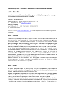 Mentions L&eacute;gales - Condition d`utilisation du site votrevidemaison.be