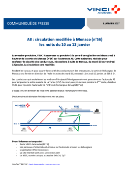 A8 : circulation modifiée à Monaco (n°56) les