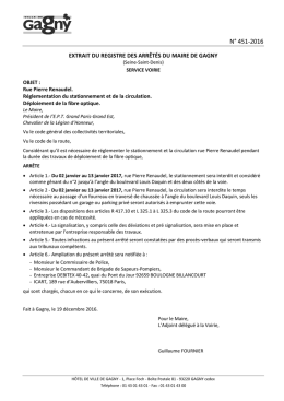 Voir l`arrêté municipal numéro 451-2016 (format pdf, 514 Ko )