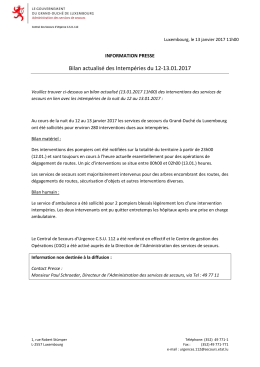 Bilan actualisé des Intempéries du 12-13.01.2017