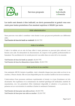 Tarifs 2017